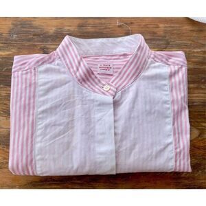 T2 E. Tautz Seville Row Button Long Sleeve Shirt Pink‎ White Sz 10